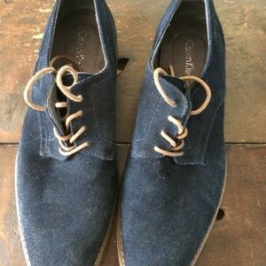 Calvin Klein Blue Suede Oxfords